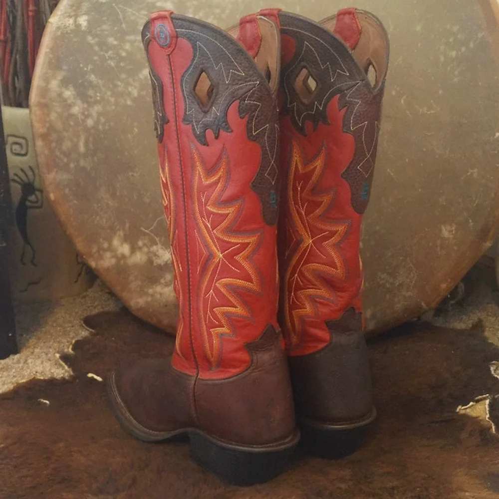 TONY LAMA 3R Buckaroo Rosston Red & Brown cowboy western boots #RR1017 sz 11D - Picture 5 of 16
